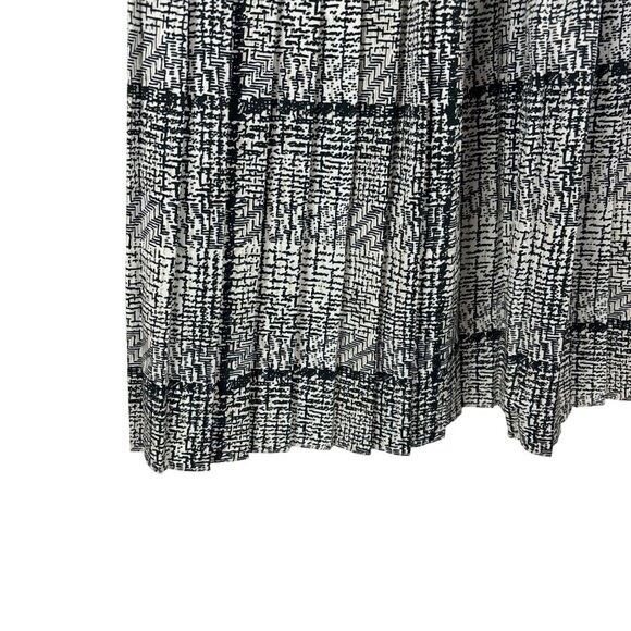 Vintage 80s Houndstooth Dress Womens Medium Black White Printed Day Sheath - Picture 6 of 10